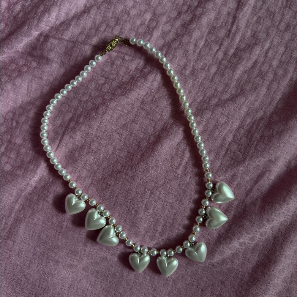 Elegant Pearl Heart Necklace